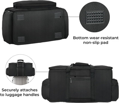 Grand sac de rangement pour câbles Vangoa, avec 8 compartiments amovibles et 10 attaches de rangement pour câbles, pour équipement DJ, accessoires de musique, ordinateur portable, micro, housse de transport rembourrée pour câbles DJ, gris 