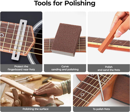 Vangoa 101 Pcs Guitar Repairing Maintenance Tools Kit with Stand, Professional Guitar Tool Kit Guitar Accessories for Acoustic Electric Guitar Ukulele Bass Banjo, Guitar Gift for Enthusiast
