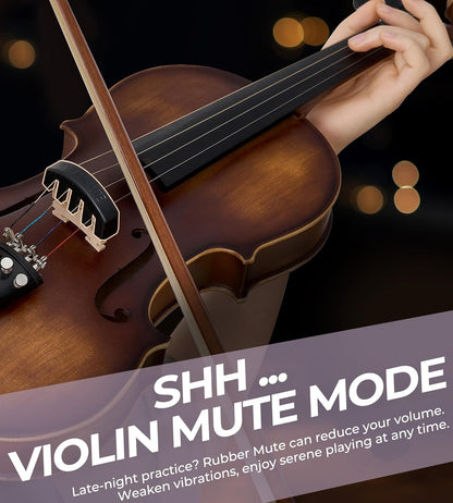 Violon 4/4 en bois massif Vangoa, ensemble complet, vernis fait main, violon acoustique quatre par quatre, fabriqué à la main, avec étui rigide léger pour débutants, adolescents, adultes et droitiers 