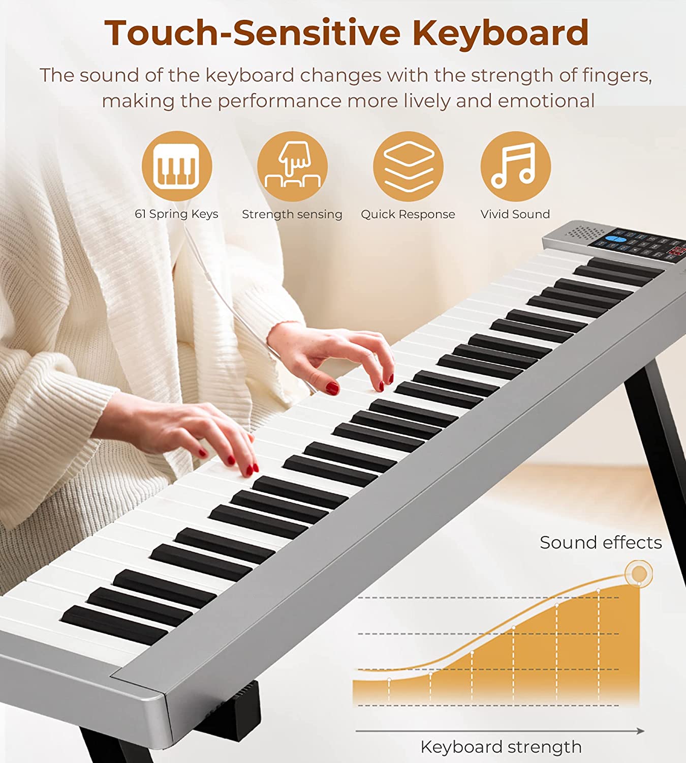 61 touches retrousser clavier souple Piano électro – Grandado