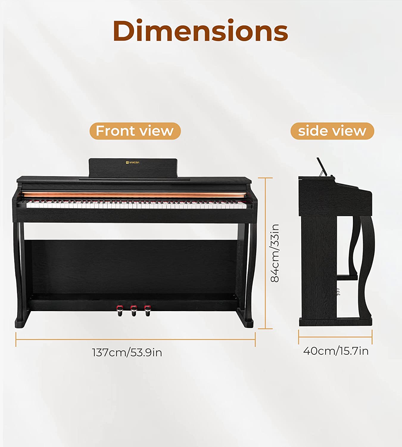 Vangoa VDP-H200 88 Key Weighted Digital Piano Home Piano Bundle