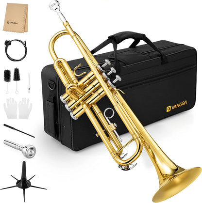 Vangoa VTB-1 Standard Bb Trumpet for Beginners with Valve Oil Gold