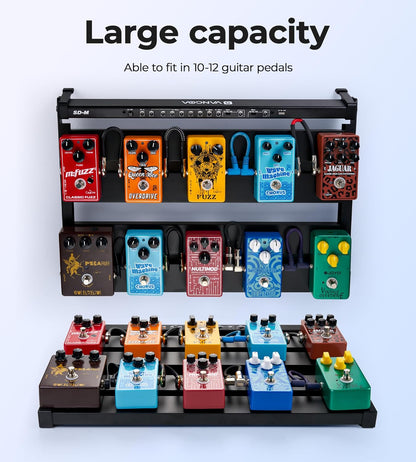Vangoa Guitar Pedal Board with Built in Power Supply Board 9V/12V/18V for 10-12 Pedals Aluminium Alloy Portable Folding Powered Guitar Pedalboard with Carry Bag, Pedal Cables, Medium