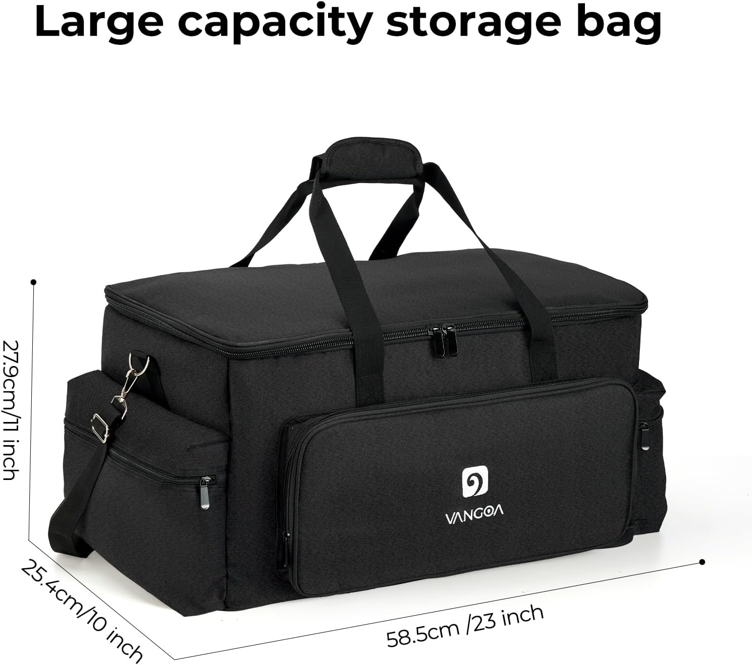 Grand sac de rangement pour câbles Vangoa, avec 8 compartiments amovibles et 10 attaches de rangement pour câbles, pour équipement DJ, accessoires de musique, ordinateur portable, micro, housse de transport rembourrée pour câbles DJ, gris 