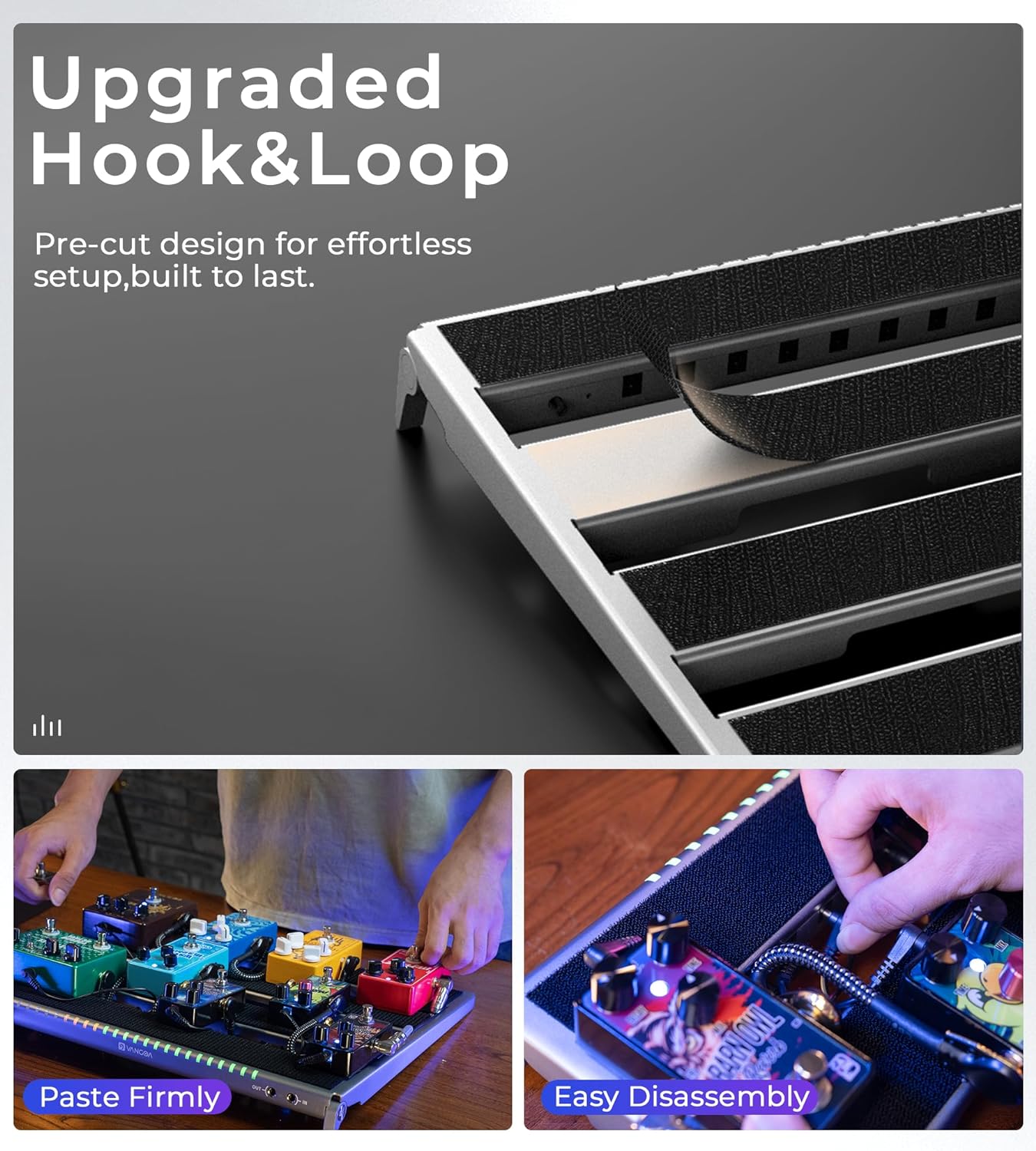 Vangoa Guitar Pedal Board with Isolated Power Supply, PDM Aluminum On