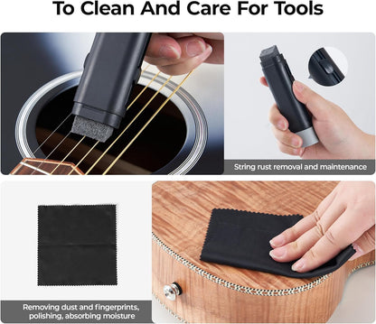 Vangoa 101 Pcs Guitar Repairing Maintenance Tools Kit with Stand, Professional Guitar Tool Kit Guitar Accessories for Acoustic Electric Guitar Ukulele Bass Banjo, Guitar Gift for Enthusiast