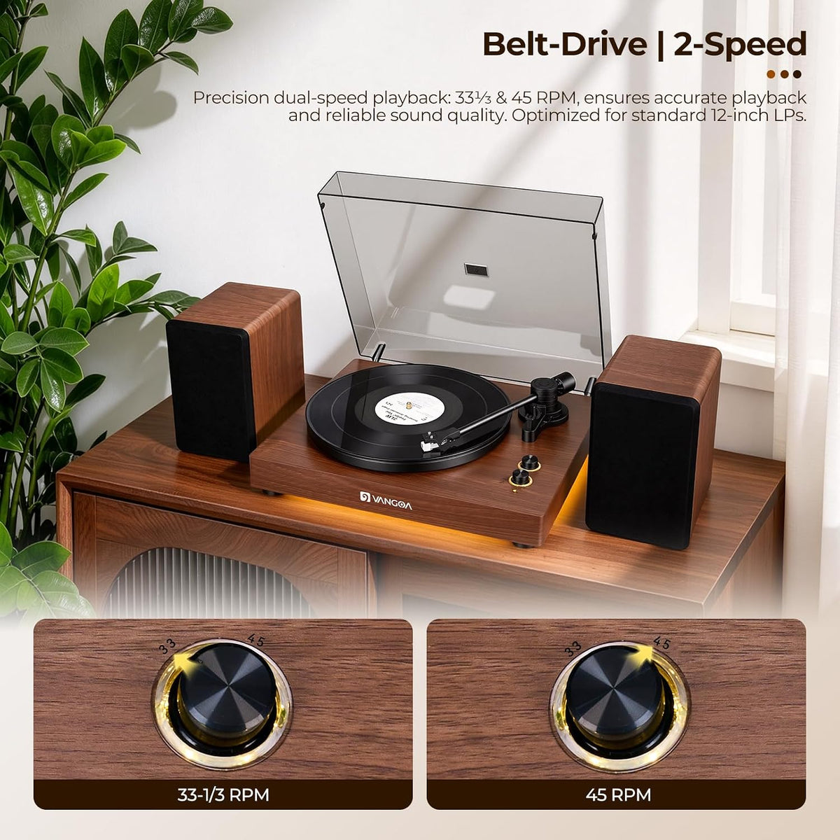 Vangoa Record Player with Speakers 60W Model RP-05