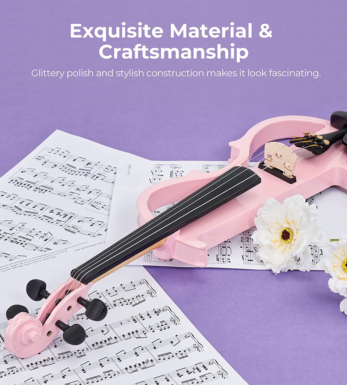 Violon électrique Vangoa 3/4 silencieux, kit complet, noir, pour débutants, étudiants et enfants. 