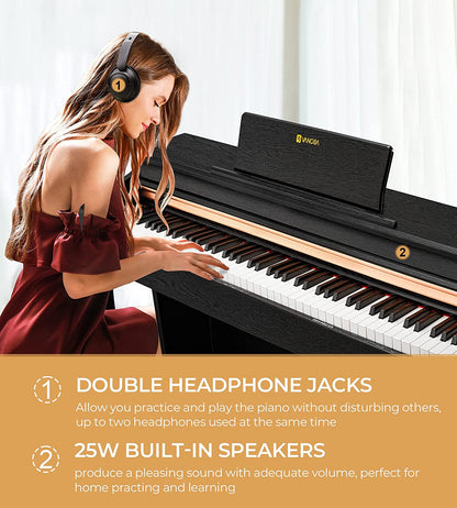 Vangoa VDP-H200 88 Key Weighted Digital Piano Home Piano Bundle