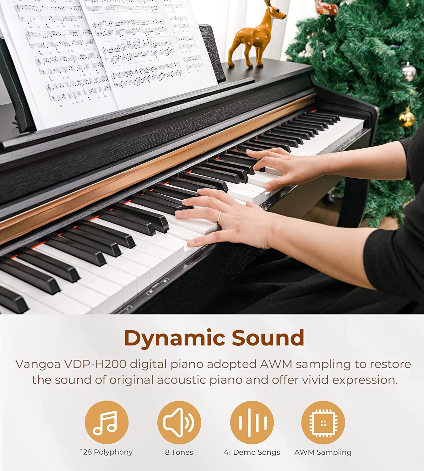 Vangoa VDP-H200 88 Key Weighted Digital Piano Home Piano Bundle