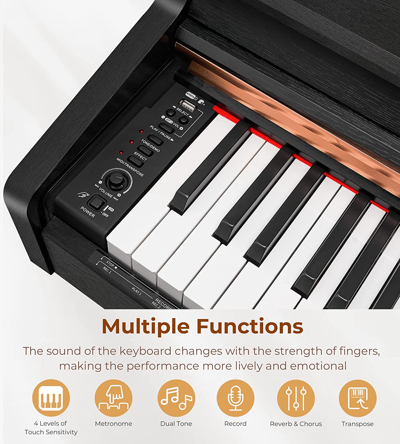 Vangoa VDP-H200 88 Key Weighted Digital Piano Home Piano Bundle
