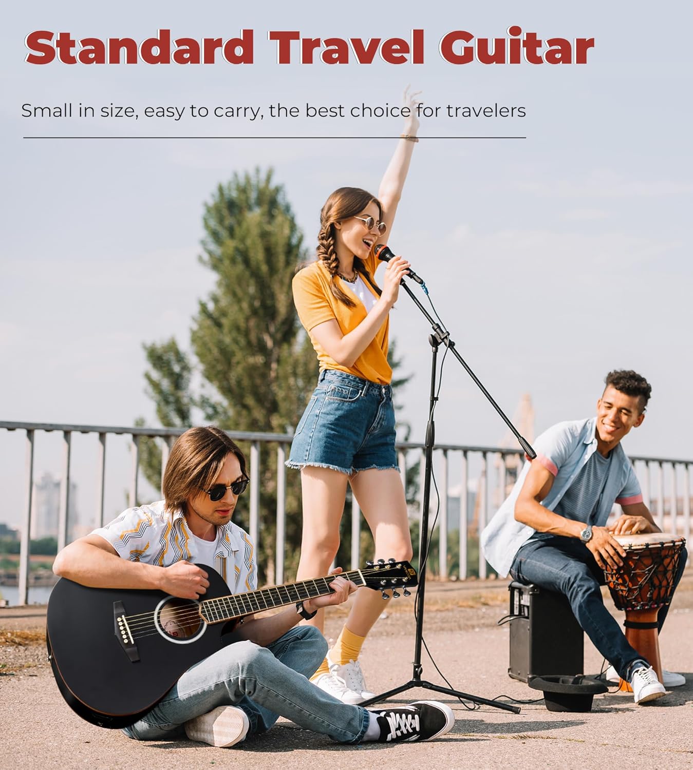 Vangoa 3/4 Electric Acoustic Guitar Kit for Beginners, 36 Inch Cutaway Acoustic Guitar Built-in Pickups, with Bag, Tuner, Strap, Capo, Picks, Spruce Top, Upgraded Starter Kit, Black Matte