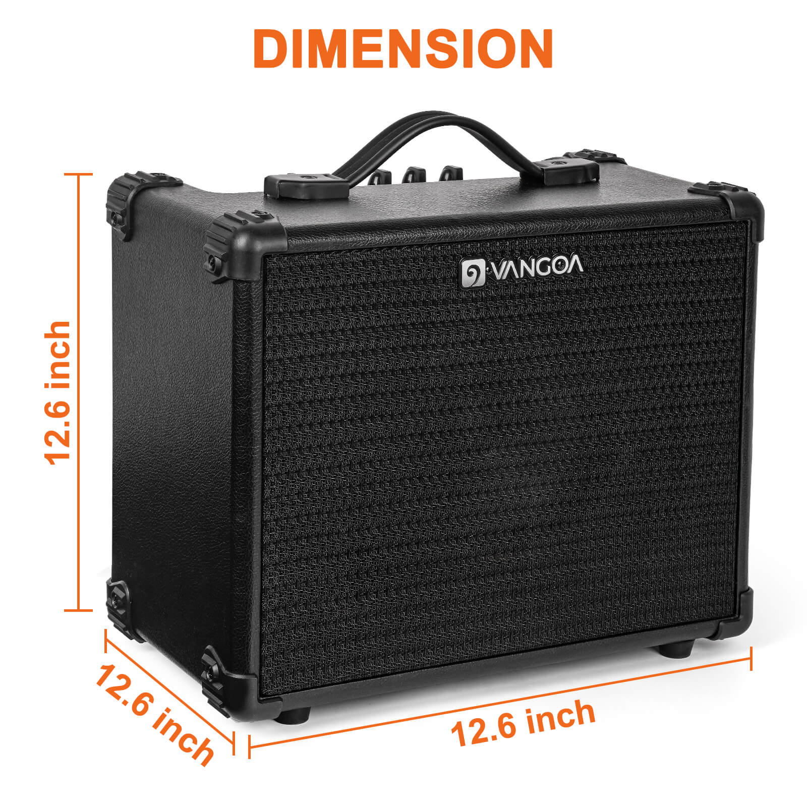 Vangoa Bassgitarrenverstärker, 15 W, tragbarer E-Bass-Combo-Verstärker, klein, für Bass-Übungsverstärker für drinnen und draußen, Schwarz