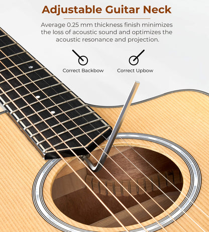 Vangoa VJ100E Electric Acoustic Guitar 3/4 Size - 36 Inch Acoustic Electric Guitar Cutaway Acustica Guitarra Bundle for Beginners and Students, Spruce Top, Guitarra Electro Acustica