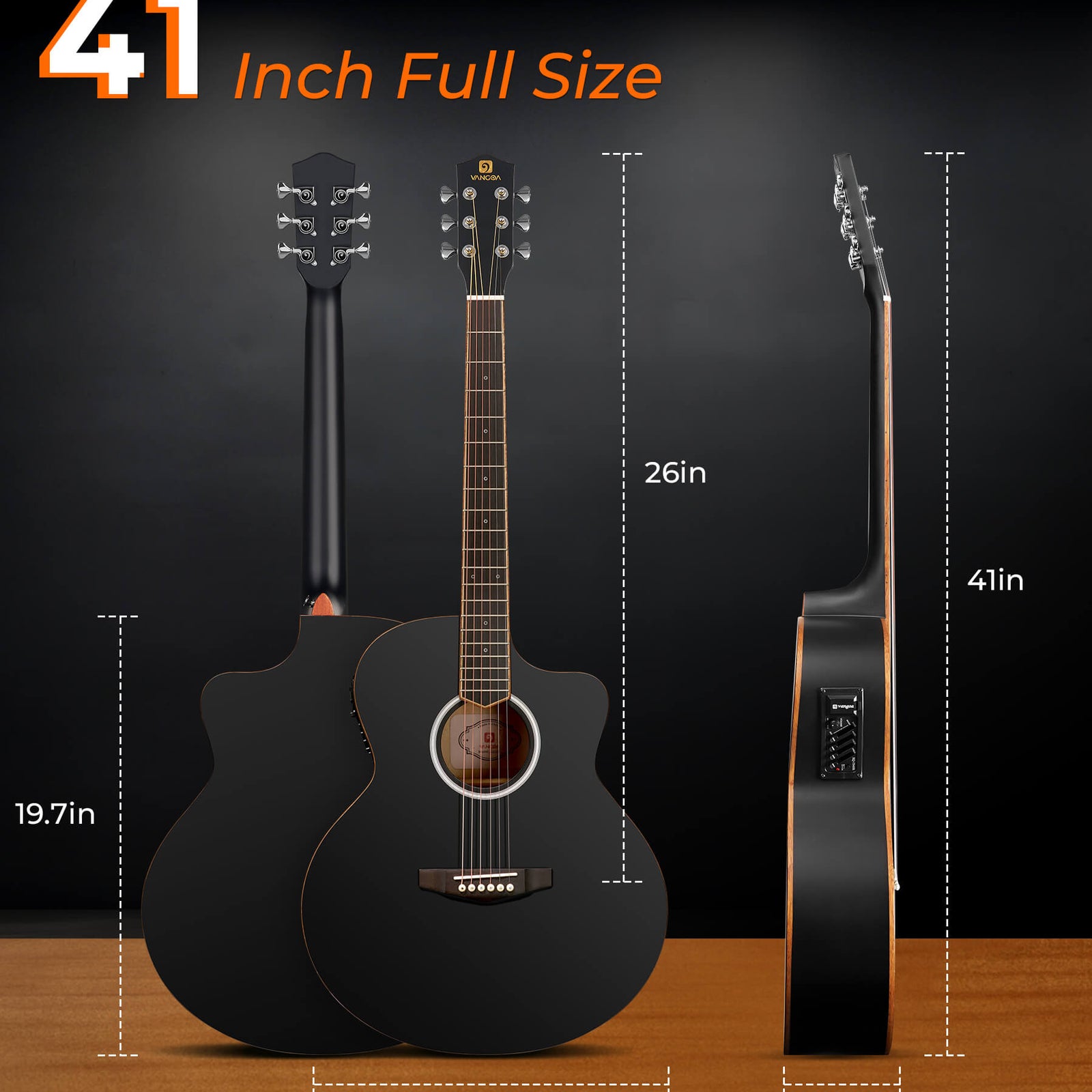 Vangoa Acoustic Electric Guitar Set for Beginner, 41in Jumbo Cutaway