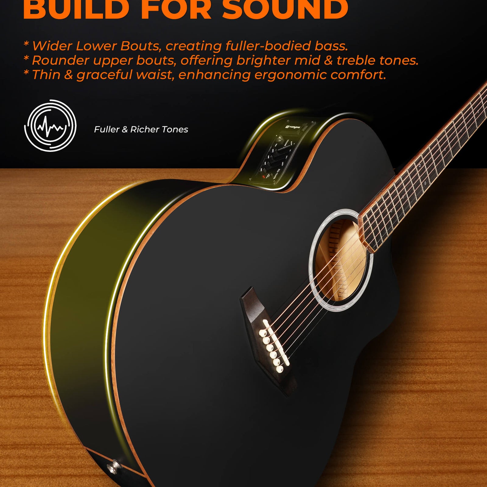 Vangoa Acoustic Electric Guitar Set for Beginner, 41in Jumbo Cutaway