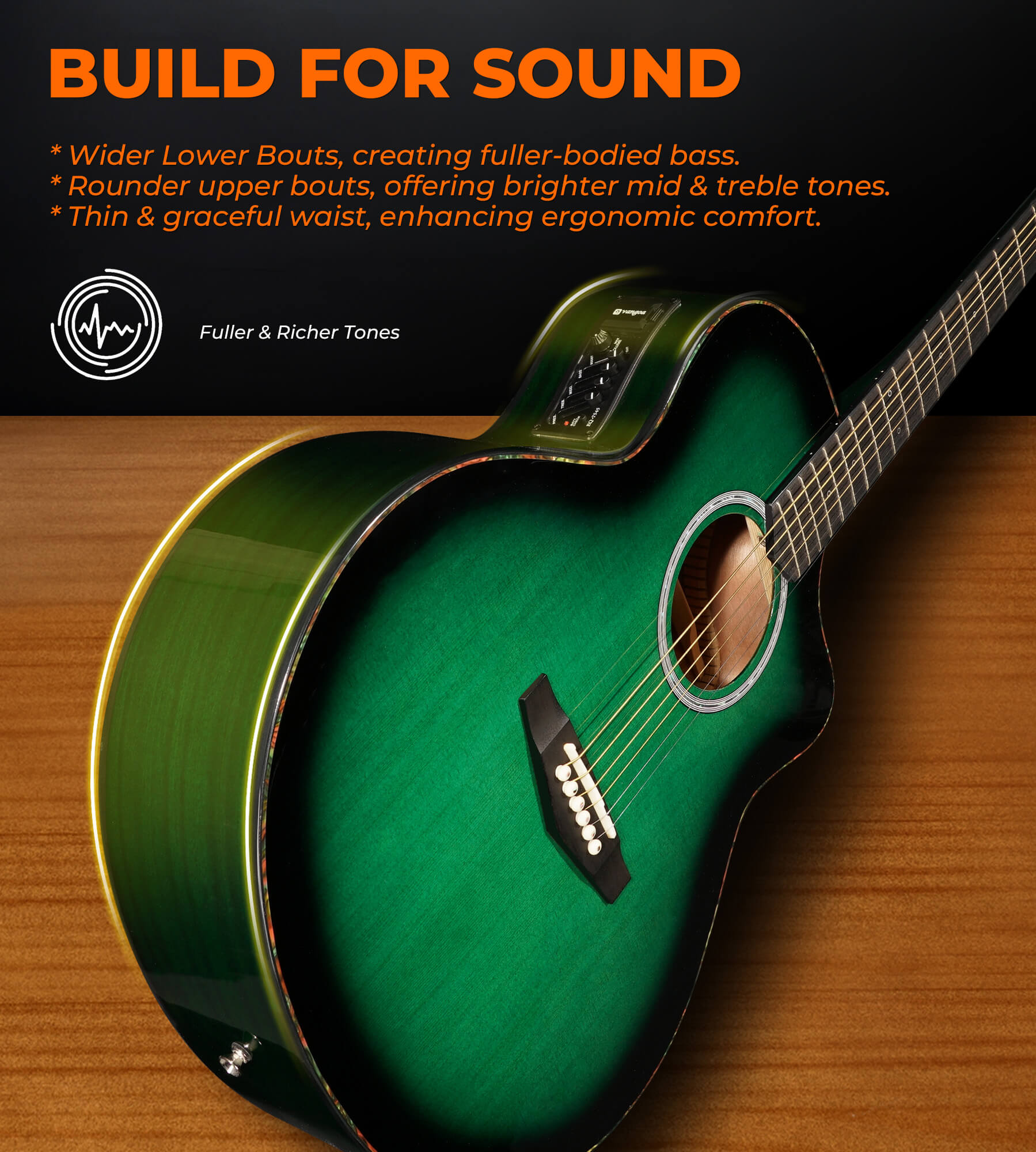 Vangoa Acoustic Electric Guitar Kit, 41 In Jumbo Cutaway Electric Guitars, 4/4 Full-size Acustica-Electrica Guitarra, Starter Bundle, Built-in EQ, For Beginner Adult Teen, Right-Hand Satin Green Burst
