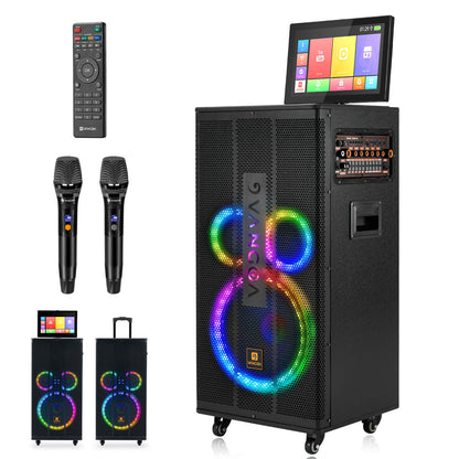 Vangoa Professional Karaoke Machine with Lyrics Display Screen for Adults, Portable Bluetooth Karaoke PA Speaker System with 2 UHF Wireless Microphones Built in 14.1" Touch Tablet & WiFi