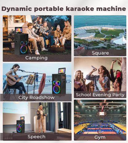 Vangoa Professional Karaoke Machine with Lyrics Display Screen for Adults, Portable Bluetooth Karaoke PA Speaker System with 2 UHF Wireless Microphones Built in 14.1" Touch Tablet & WiFi