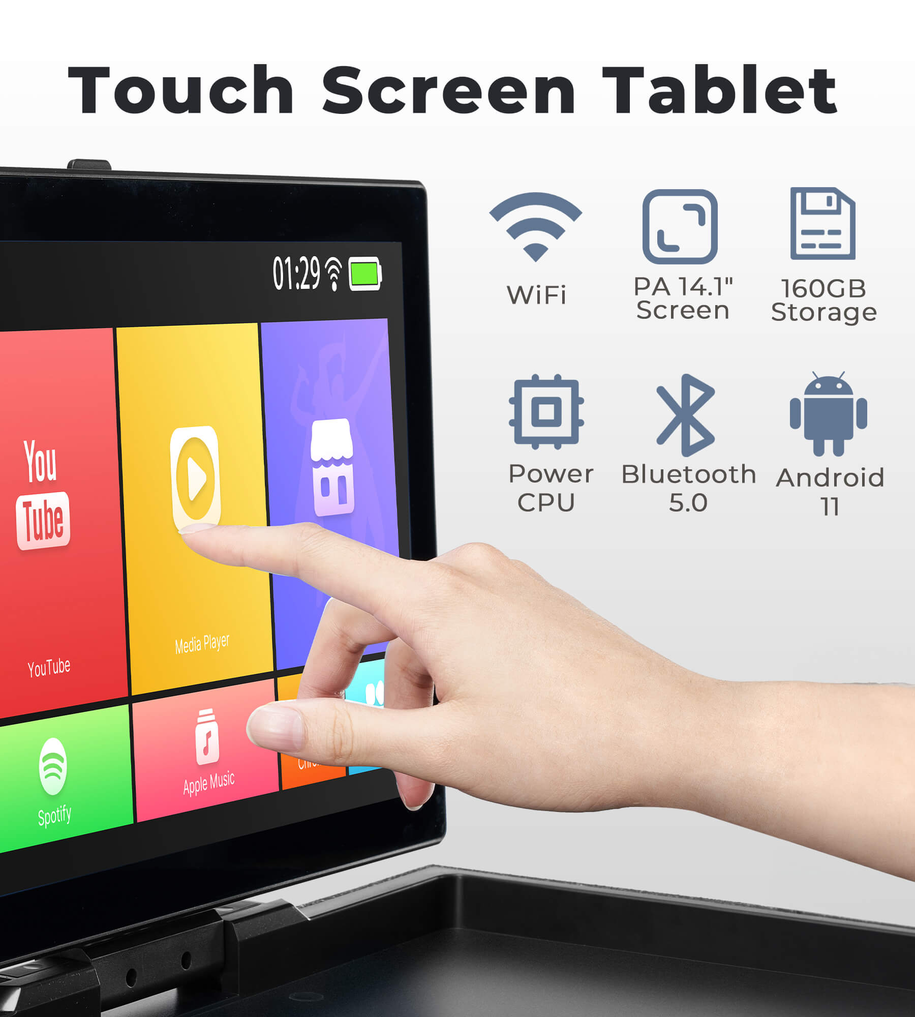 Vangoa Professional Karaoke Machine with Lyrics Display Screen for Adults, Portable Bluetooth Karaoke PA Speaker System with 2 UHF Wireless Microphones Built in 14.1" Touch Tablet & WiFi