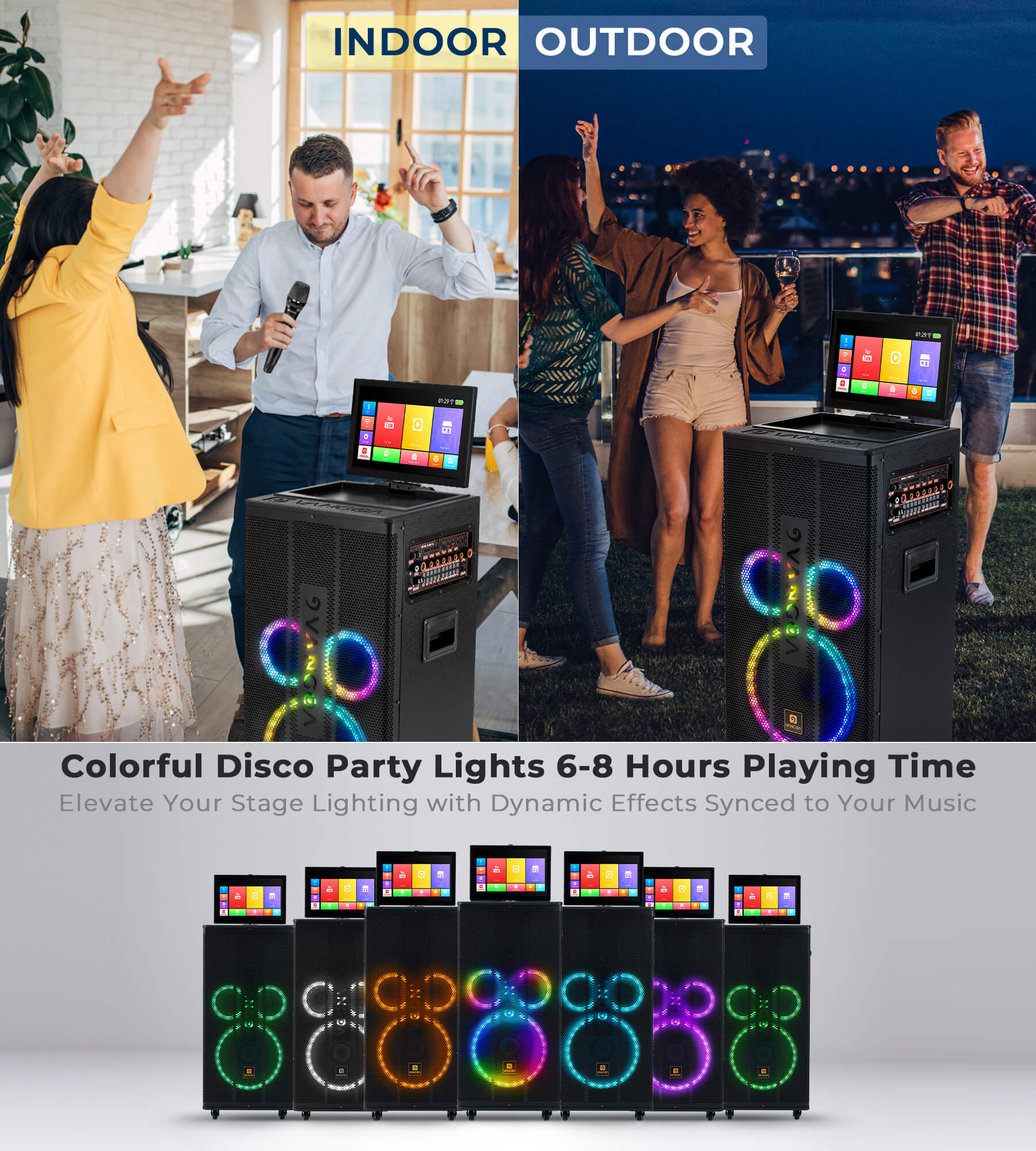 Vangoa Professional Karaoke Machine with Lyrics Display Screen for Adults, Portable Bluetooth Karaoke PA Speaker System with 2 UHF Wireless Microphones Built in 14.1" Touch Tablet & WiFi