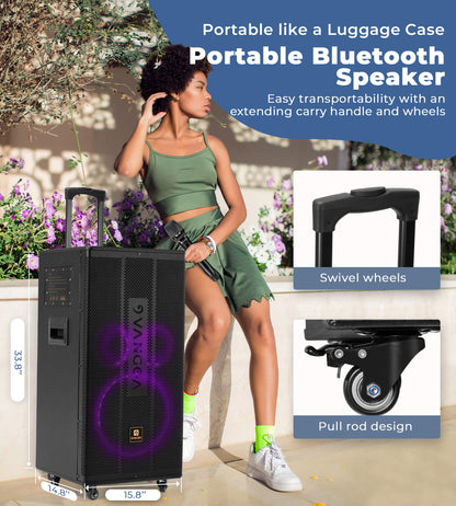 Vangoa Professional Karaoke Machine with Lyrics Display Screen for Adults, Portable Bluetooth Karaoke PA Speaker System with 2 UHF Wireless Microphones Built in 14.1" Touch Tablet & WiFi