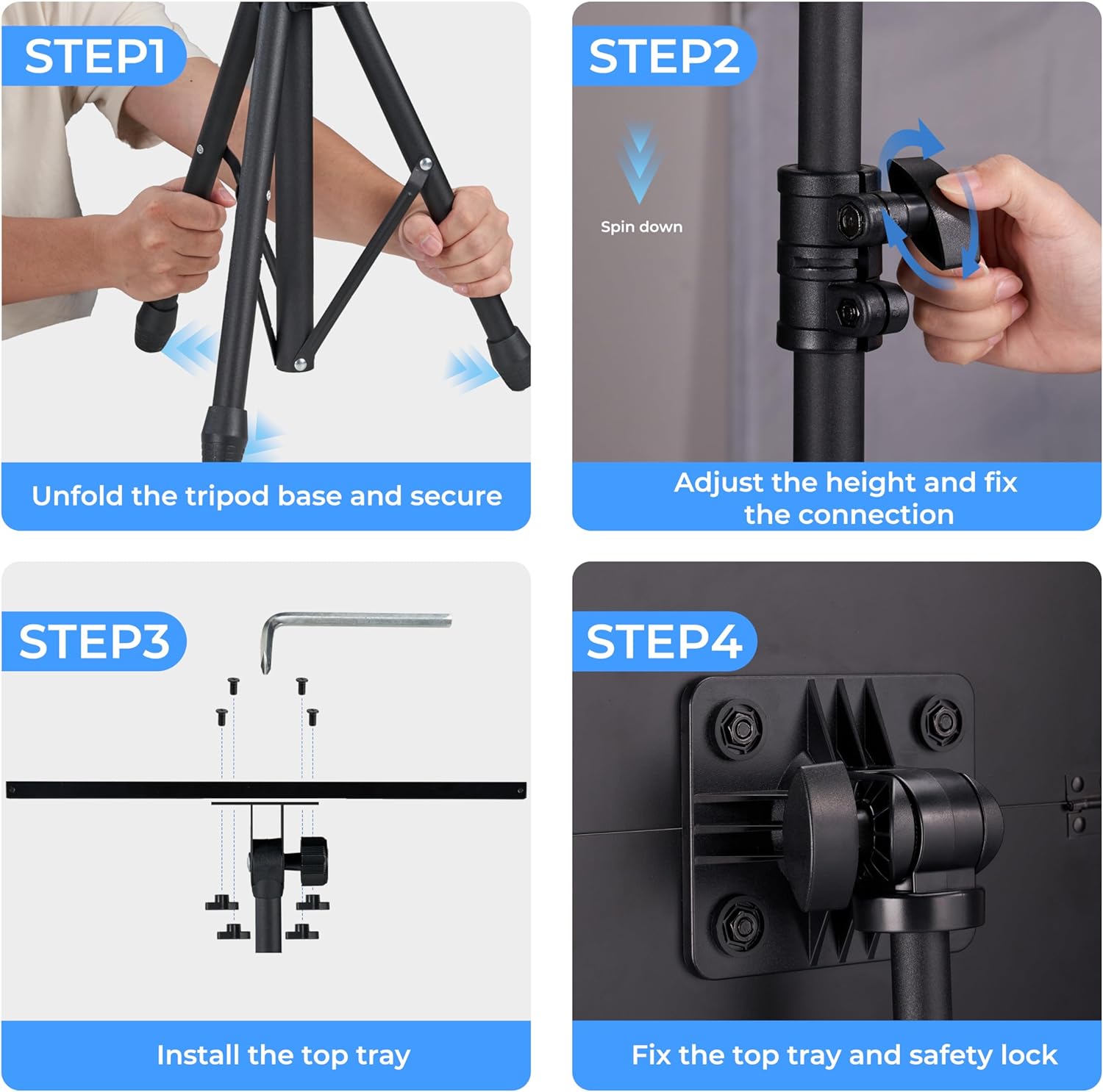 Projector Stand Tripod Vangoa Laptop Tripod Stand Adjustable Height 23.6 to 62in with Mouse Tray Phone Holder Violin Hanger Multifunctional Stand for Home, Office, Stage, Studio, DJ Racks Holder Mount - Vangoa