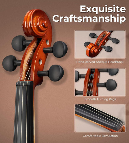 Vangoa 1/4 Children's Beginner Violin Set, Professional Quarter Entry Acoustic Violin - Vangoa