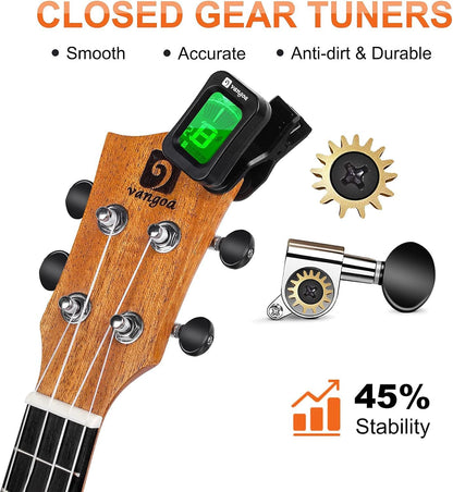 Vangoa 26" Tenor Mahogany Ukulele Starter Bundle - Vangoa