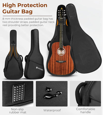 Vangoa 41 Inch Full Size Acoustic Guitar Dreadnought Sapele Wood for Adults Teens Professionals Brown - Vangoa