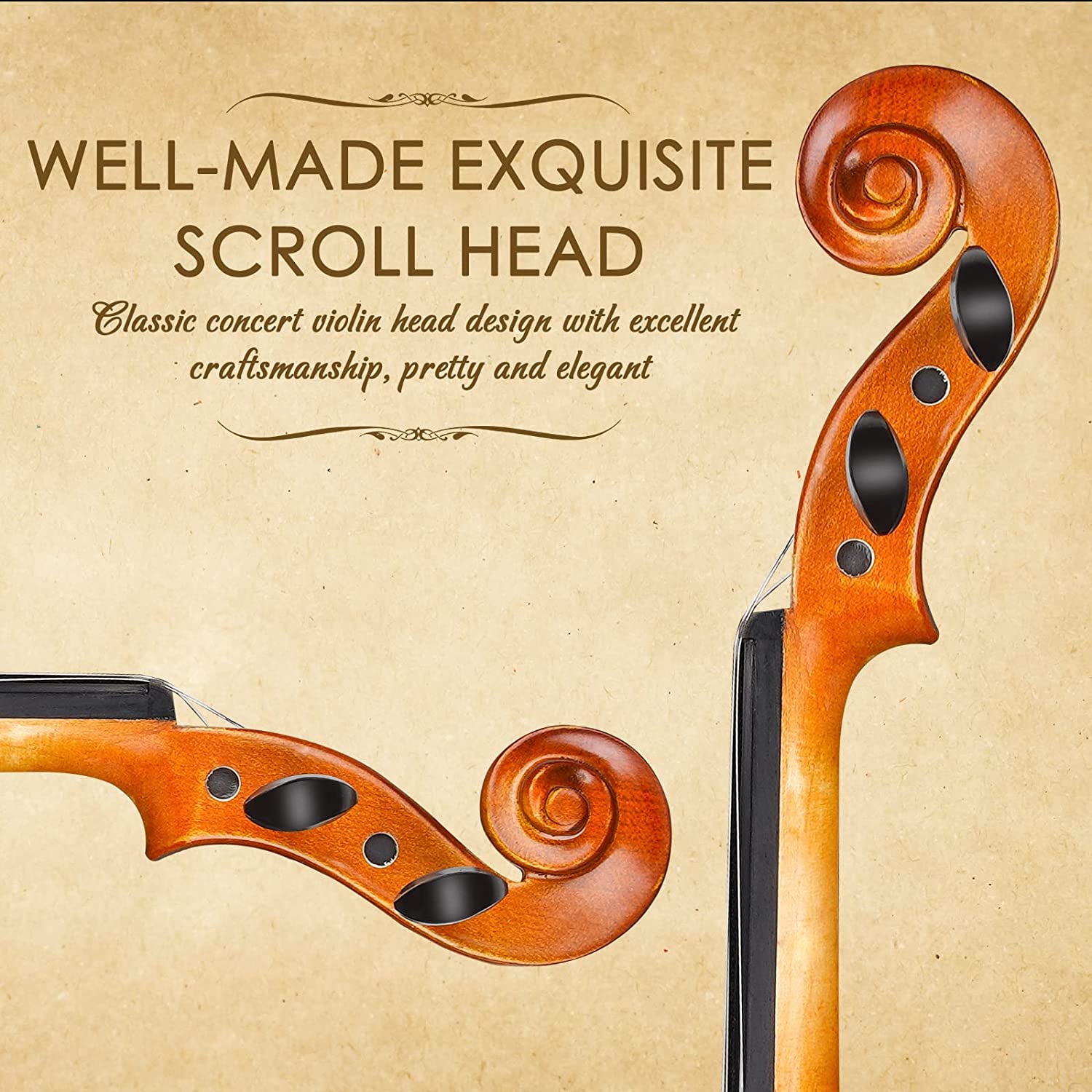 Vangoa 4/4 Full Size Violin Solid Wood Spruce Top Acoustic Violin Fidd