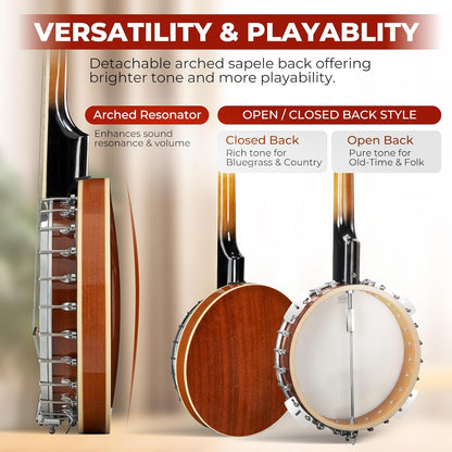 Vangoa 5 Nylon String Banjo 5 String Kit - Vangoa
