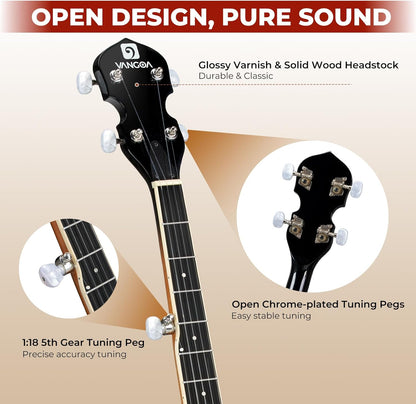 Vangoa 5 Nylon String Banjo 5 String Kit - Vangoa