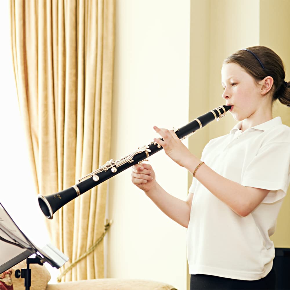 Vangoa B Flat Clarinet Student Bb Clarinet 17 Nickel Keys with 4C Mouthpiece - Vangoa