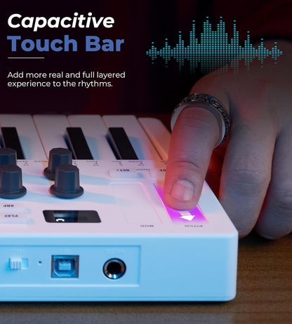 Vangoa Beat Makers for Music Production, 25 Keys Midi Pad Beating Maker Machine, Wireless Velocity Sensitive Mini Controller Keyboard Computer Recording Midi Controllers With Drum Pads for Beginners - Vangoa