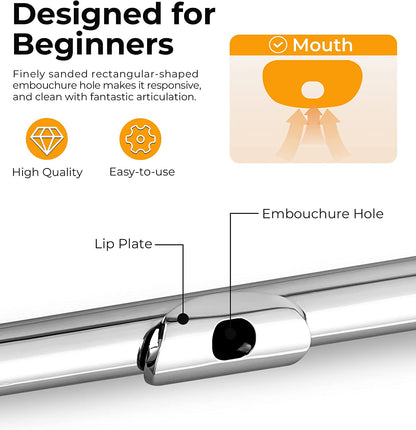 Vangoa C Flute Closed Hole 16 Keys Silver - Vangoa
