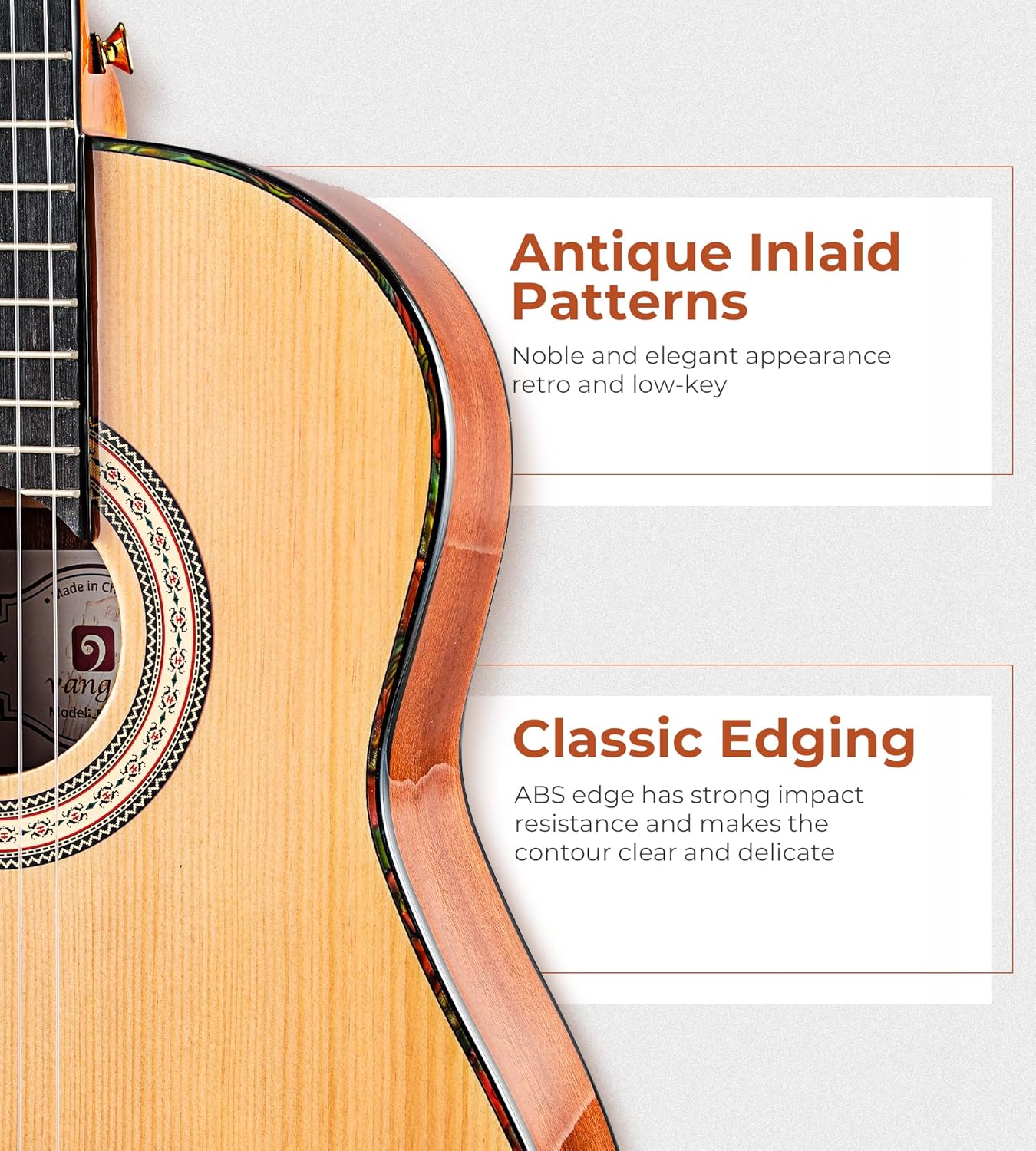 Vangoa Classical Guitar, 39" Nylon String Classical Guitar, Full Size Beginner Spanish Guitar Set, Spruce Top and Sapele Back - Vangoa