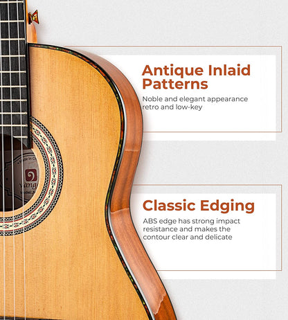 Vangoa Classical Guitar Full Size 4/4 Spanish Style Classical Guitarra, 39 Inch Nylon Strings Guitar Ideal for Beginner Adults, Solid Cedar Top - Vangoa