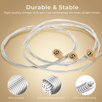 Vangoa Classical Guitar Strings, Nylon Guitar String Set for Classical Guitar, 6 Replacement Guitar Steel Nylon Strings - Vangoa