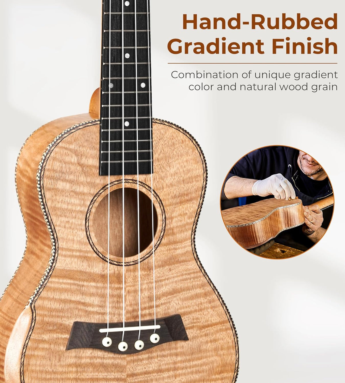 Vangoa Concert Ukulele 23 inch Ukelele Kit Arm Rest Ukulele Okoume Woo