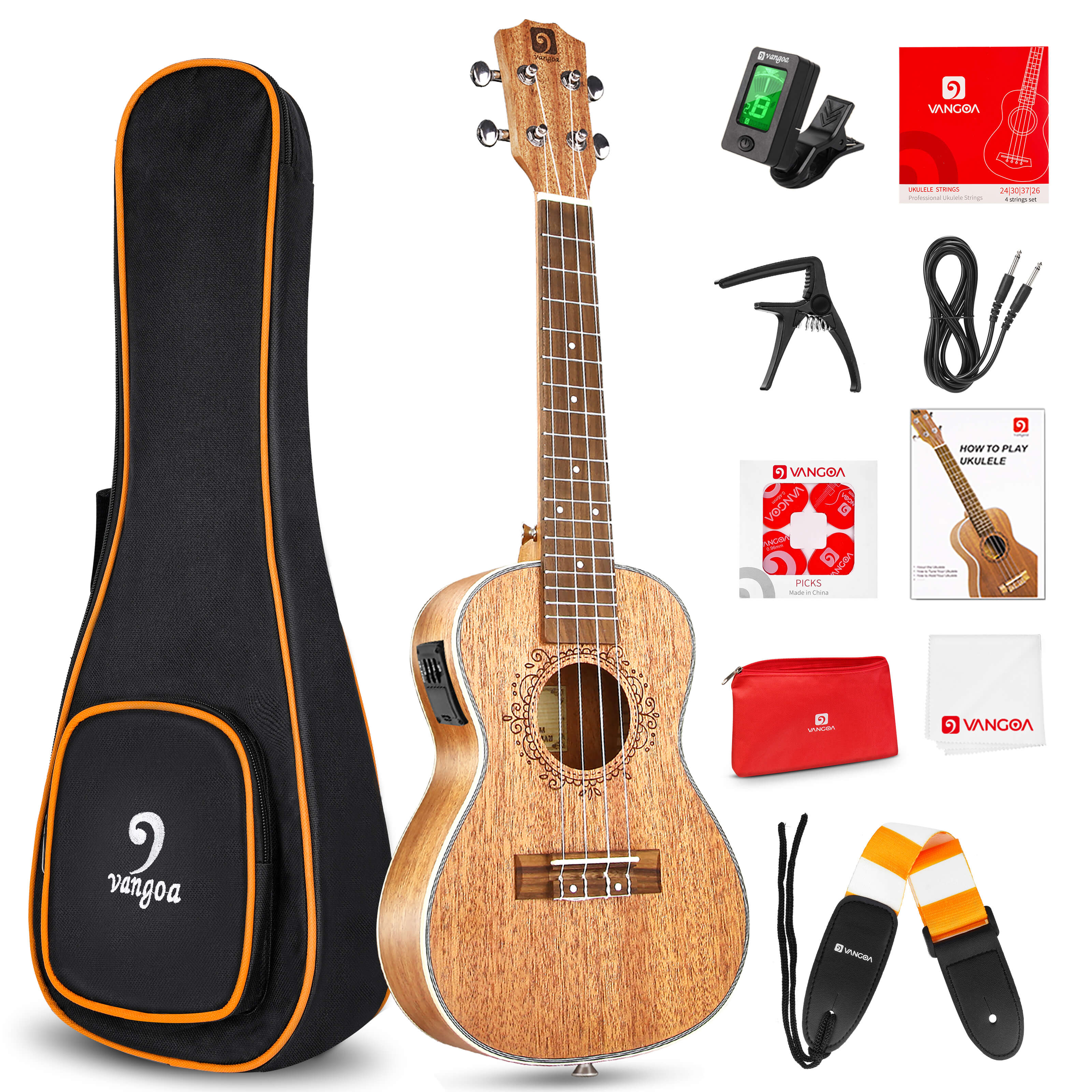 Vangoa Concert Ukulele with Equalizer Starter Kit 23 inch - Vangoa