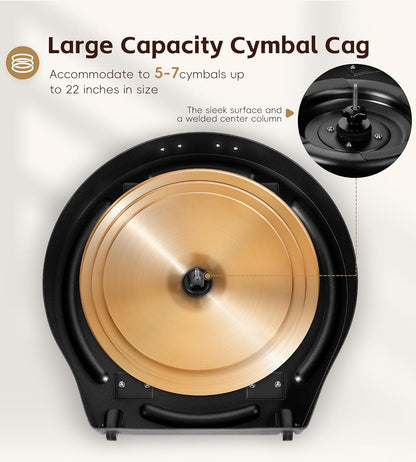 Vangoa Cymbal Case with Wheels and Pull Handle, Rolling Cymbal Vault with Padded Dividers Fits Up to 22" Cymbals (PE - 22), Black - Vangoa