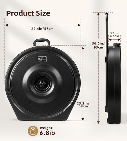 Vangoa Cymbal Case with Wheels and Pull Handle, Rolling Cymbal Vault with Padded Dividers Fits Up to 22" Cymbals (PE - 22), Black - Vangoa