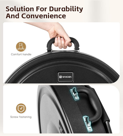 Vangoa Cymbal Case with Wheels and Pull Handle, Rolling Cymbal Vault with Padded Dividers Fits Up to 22" Cymbals (PE - 22), Black - Vangoa