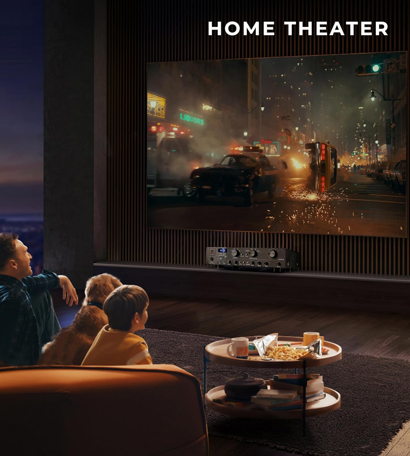 Vangoa Stereo Audio Amplifier Receiver, Wireless 5.1 Channel Sound Audio Stereo Receiver 800W Max Power Amplifier System with USB TF FM 2 Microphone Input Speaker Amplifier for Home Theater, Studio - Vangoa