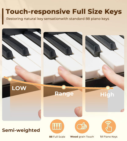 Vangoa VDP800 Portable Piano Keyboard, Folding Piano 88 Key Full Size Electric Keyboard Piano with MIDI Bluetooth, Foldable Piano Travel set with Headphones Carry - Bag for Adults, Beginners, Kids - Vangoa