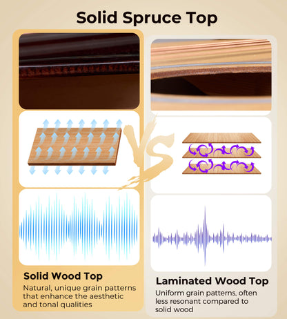 Vangoa VEG120 Pro 12 - string solid wood guitar, 12 - string acoustic - electric guitar set - Vangoa