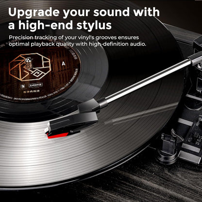 Vangoa Vinyl Record Player Turntable Bluetooth with 2 Stereo Speakers, 3 - Speed Belt - Driven Turntables for Vinyl Records Supports AUX - in, RCA Line, USB, Wireless Playback, Black - Vangoa