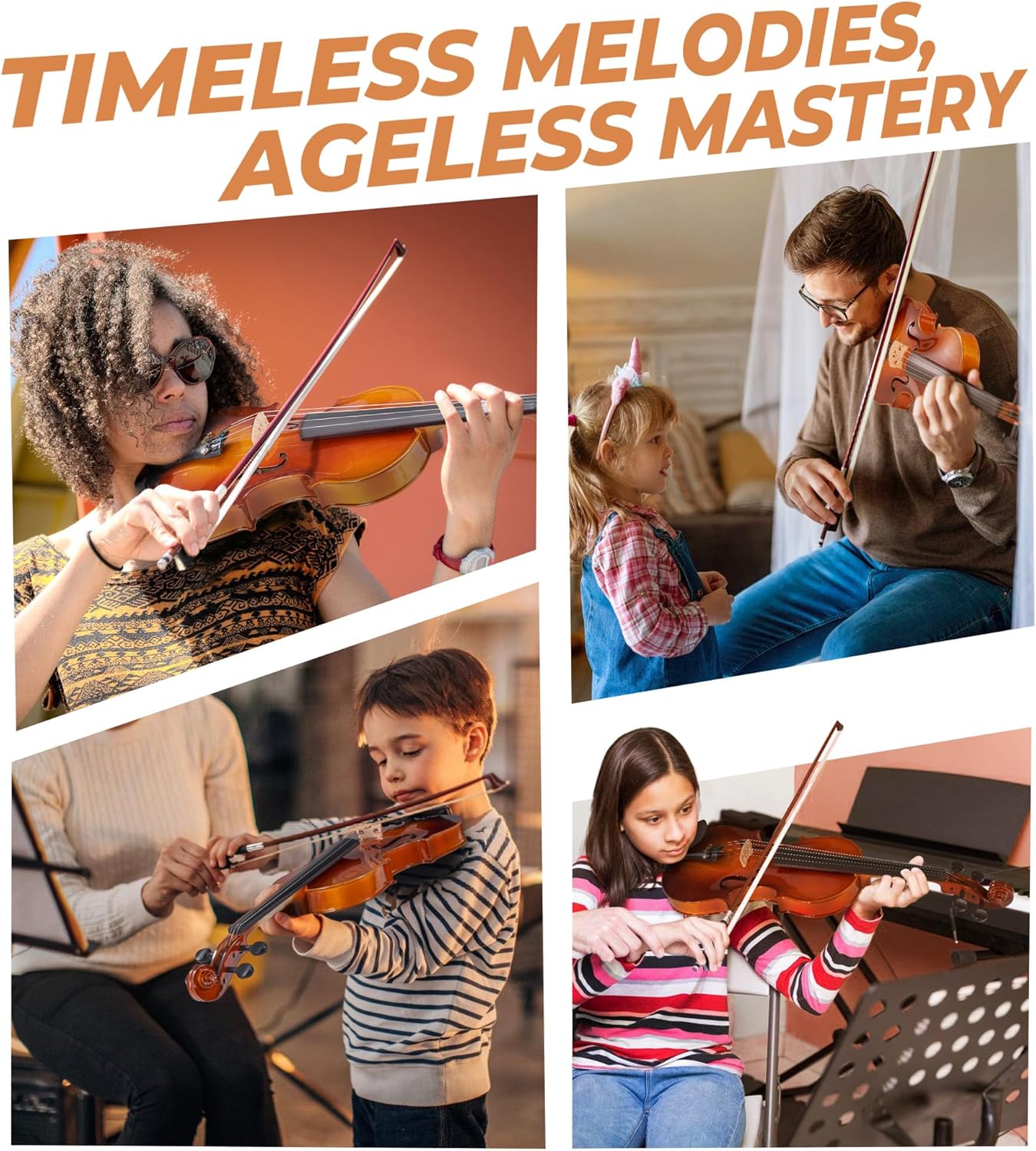 Vangoa Violin 1/2 Size Set, Handcrafted Half Size Beginner Acoustic Violin Set - Vangoa