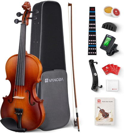 Vangoa Violin 1/2 Size Set, Handcrafted Half Size Beginner Acoustic Violin Set - Vangoa